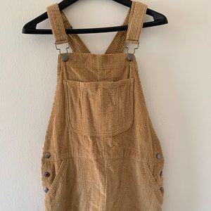 Tan Corduroy Overall Dress